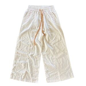 No Brand Off White Cotten Like Pull On High Waist Cropped Ankle Pant Size Small‎